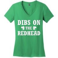 Funny St. Patrick's Day - Dibs On The Redhead Women's V-Neck T-Shirt