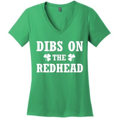 Funny St. Patrick's Day - Dibs On The Redhead Women's V-Neck T-Shirt