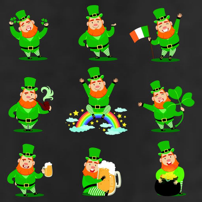 Funny St. Patrick's Day Shamrock Beer Leprechaun Emojis Cool Comfort Performance Bucket Hat