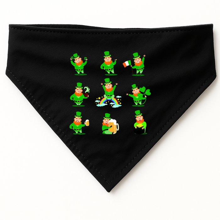 Funny St. Patrick's Day Shamrock Beer Leprechaun Emojis USA-Made Doggie Bandana