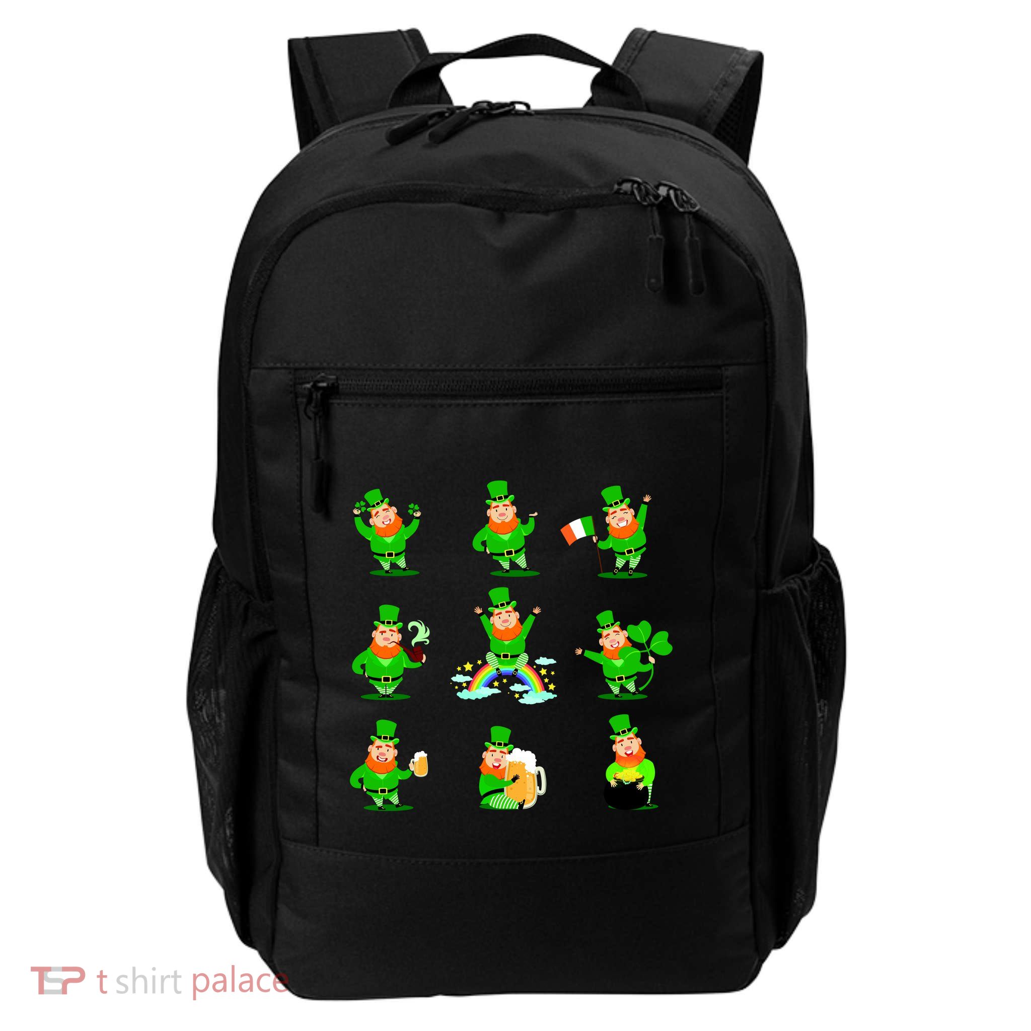 Funny St. Patrick's Day Shamrock Beer Leprechaun Emojis Daily Commute Backpack