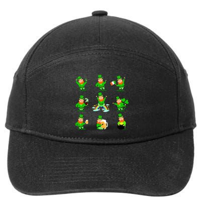 Funny St. Patrick's Day Shamrock Beer Leprechaun Emojis 7-Panel Snapback Hat
