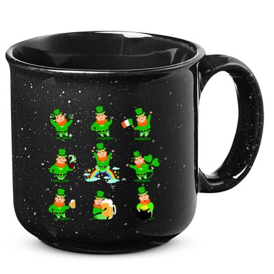 Funny St. Patrick's Day Shamrock Beer Leprechaun Emojis 15oz Campfire Ceramic Mug