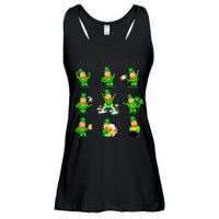 Funny St. Patrick's Day Shamrock Beer Leprechaun Emojis Ladies Essential Flowy Tank