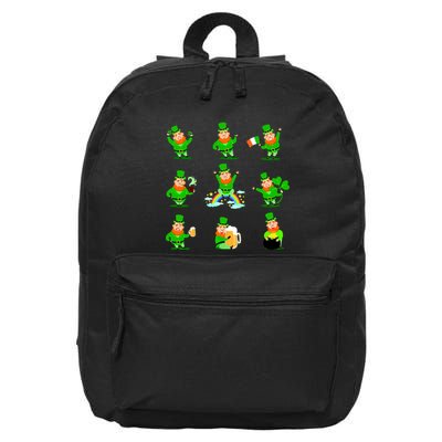 Funny St. Patrick's Day Shamrock Beer Leprechaun Emojis 16 in Basic Backpack