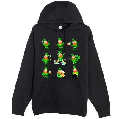 Funny St. Patrick's Day Shamrock Beer Leprechaun Emojis Premium Pullover Hoodie