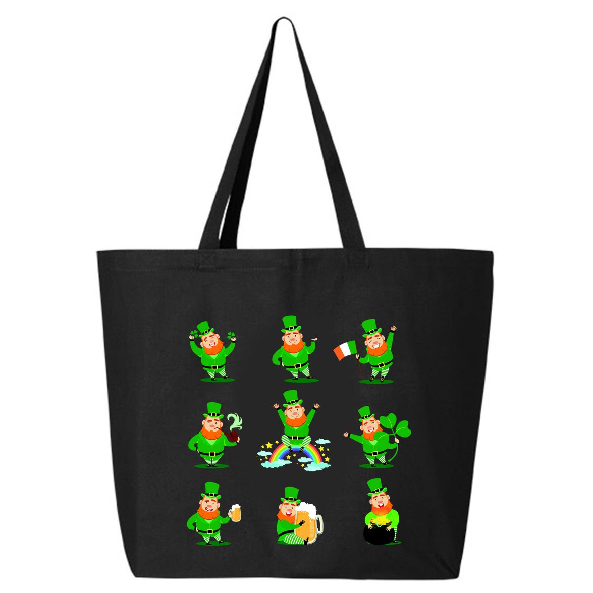 Funny St. Patrick's Day Shamrock Beer Leprechaun Emojis 25L Jumbo Tote
