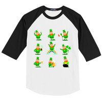 Funny St. Patrick's Day Shamrock Beer Leprechaun Emojis Baseball Sleeve Shirt