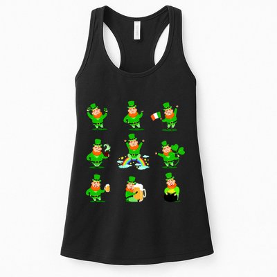 Funny St. Patrick's Day Shamrock Beer Leprechaun Emojis Womens Tank Top