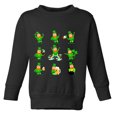 Funny St. Patrick's Day Shamrock Beer Leprechaun Emojis Toddler Sweatshirt
