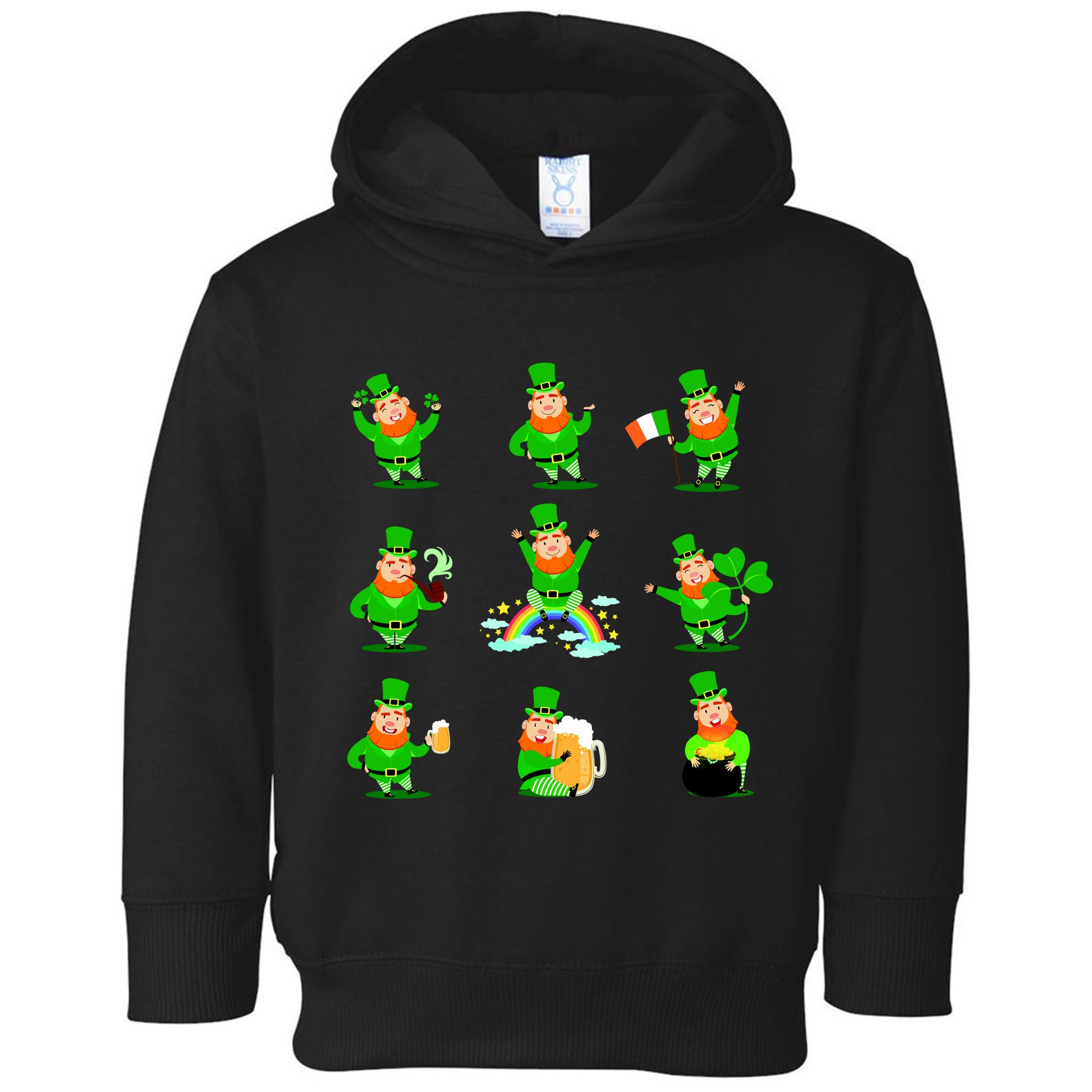 Funny St. Patrick's Day Shamrock Beer Leprechaun Emojis Toddler Hoodie