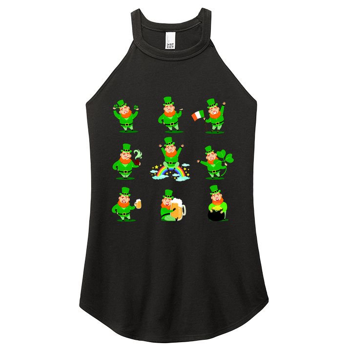 Funny St. Patrick's Day Shamrock Beer Leprechaun Emojis Women's Perfect Tri Rocker Tank