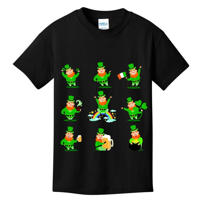 Funny St. Patrick's Day Shamrock Beer Leprechaun Emojis Kids T-Shirt