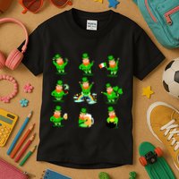 Funny St. Patrick's Day Shamrock Beer Leprechaun Emojis Kids T-Shirt