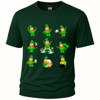 Funny St. Patrick's Day Shamrock Beer Leprechaun Emojis Cooling Performance Crew T-Shirt