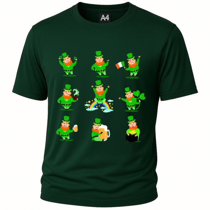 Funny St. Patrick's Day Shamrock Beer Leprechaun Emojis Cooling Performance Crew T-Shirt