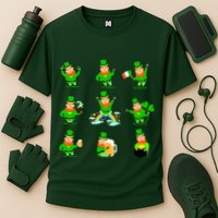 Funny St. Patrick's Day Shamrock Beer Leprechaun Emojis Cooling Performance Crew T-Shirt