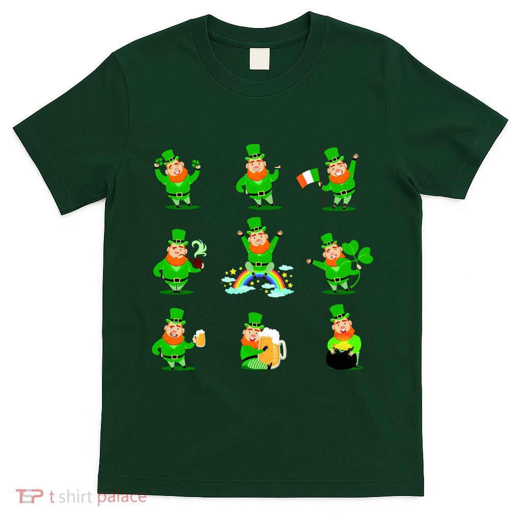 Funny St. Patrick's Day Shamrock Beer Leprechaun Emojis T-Shirt