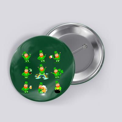 Funny St. Patrick's Day Shamrock Beer Leprechaun Emojis Button