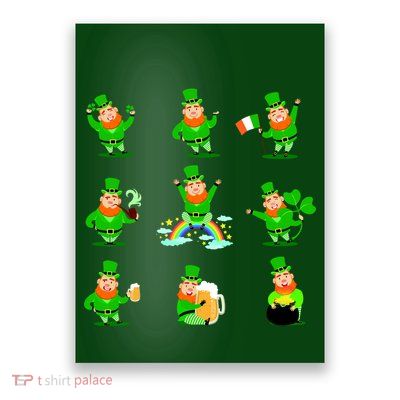 Funny St. Patrick's Day Shamrock Beer Leprechaun Emojis Poster