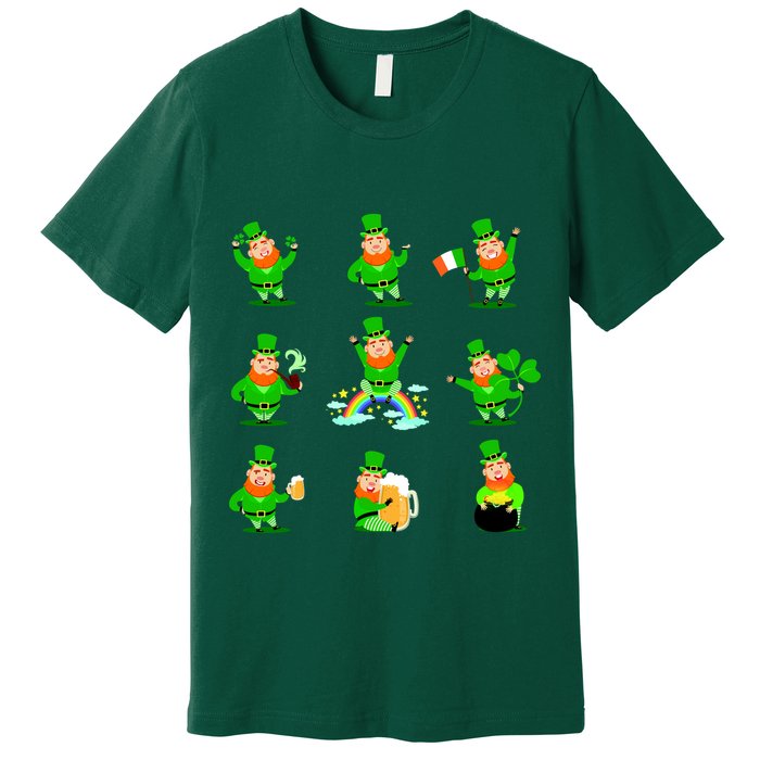 Funny St. Patrick's Day Shamrock Beer Leprechaun Emojis Premium T-Shirt