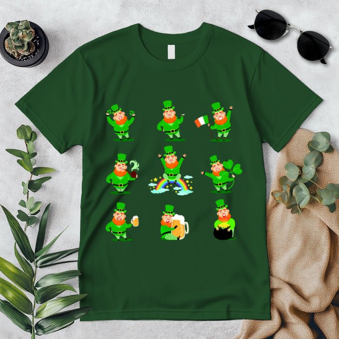 Funny St. Patrick's Day Shamrock Beer Leprechaun Emojis Premium T-Shirt