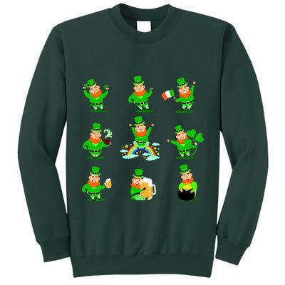 Funny St. Patrick's Day Shamrock Beer Leprechaun Emojis Tall Sweatshirt