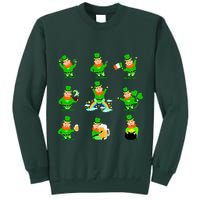 Funny St. Patrick's Day Shamrock Beer Leprechaun Emojis Tall Sweatshirt