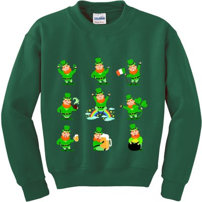 Funny St. Patrick's Day Shamrock Beer Leprechaun Emojis Kids Sweatshirt