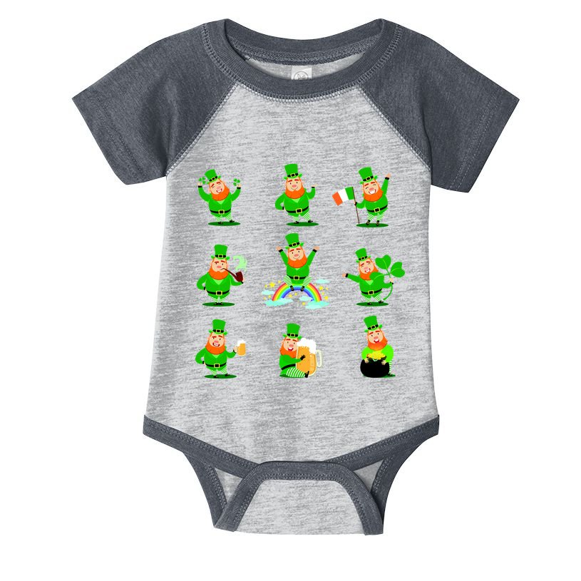 Funny St. Patrick's Day Shamrock Beer Leprechaun Emojis Infant Baby Jersey Bodysuit