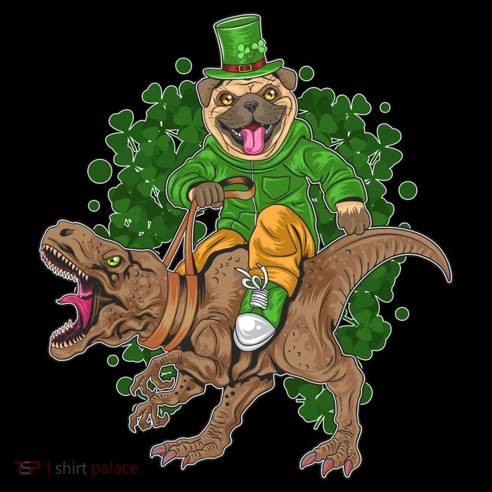 Funny St Patrick Pug On T-Rex Impact Tech Backpack