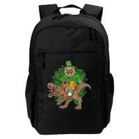 Funny St Patrick Pug On T-Rex Backpack