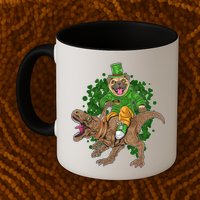 Funny St Patrick Pug On T-Rex Mug