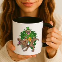 Funny St Patrick Pug On T-Rex Mug