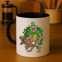 Funny St Patrick Pug On T-Rex Mug