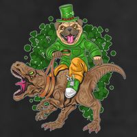 Funny St Patrick Pug On T-Rex 11oz C Handle Ceramic Mug