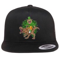 Funny St Patrick Pug On T-Rex Flat Bill Trucker Hat