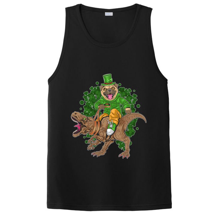Funny St Patrick Pug On T-Rex PosiCharge Competitor Tank