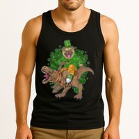 Funny St Patrick Pug On T-Rex Tank Top