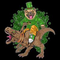 Funny St Patrick Pug On T-Rex Tank Top