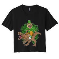 Funny St Patrick Pug On T-Rex Crop Top