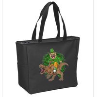 Funny St Patrick Pug On T-Rex Zip Tote Bag