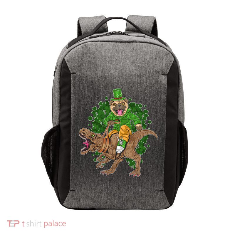 Funny St Patrick Pug On T-Rex Vector Backpack