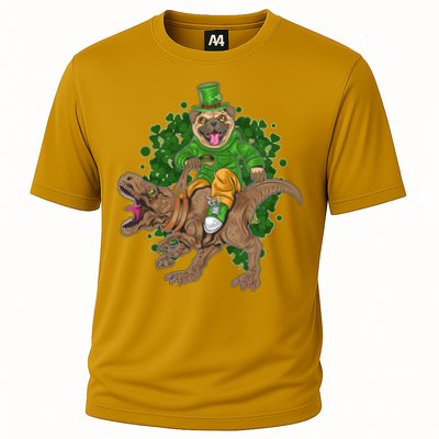 Funny St Patrick Pug On T-Rex Performance Shirt