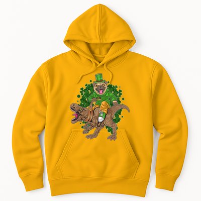 Funny St Patrick Pug On T-Rex Hoodie