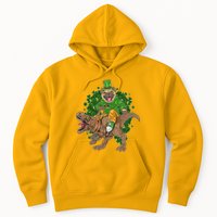 Funny St Patrick Pug On T-Rex Hoodie