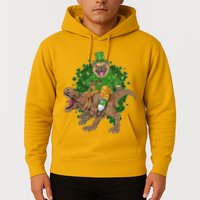 Funny St Patrick Pug On T-Rex Hoodie