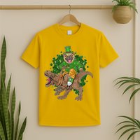 Funny St Patrick Pug On T-Rex T-Shirt