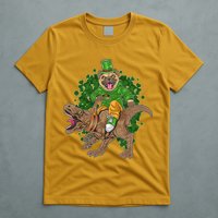 Funny St Patrick Pug On T-Rex T-Shirt
