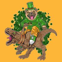 Funny St Patrick Pug On T-Rex Cooling Performance Long Sleeve Crew